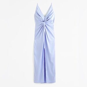 Abercrombie & Fitch Draped Twist-Front Maxi Blue Dress